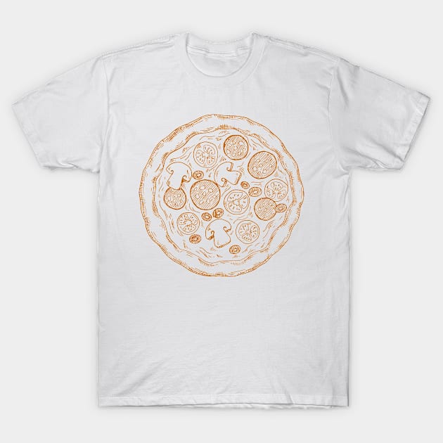 Simple Pizza Sketch T-Shirt by InkyArt